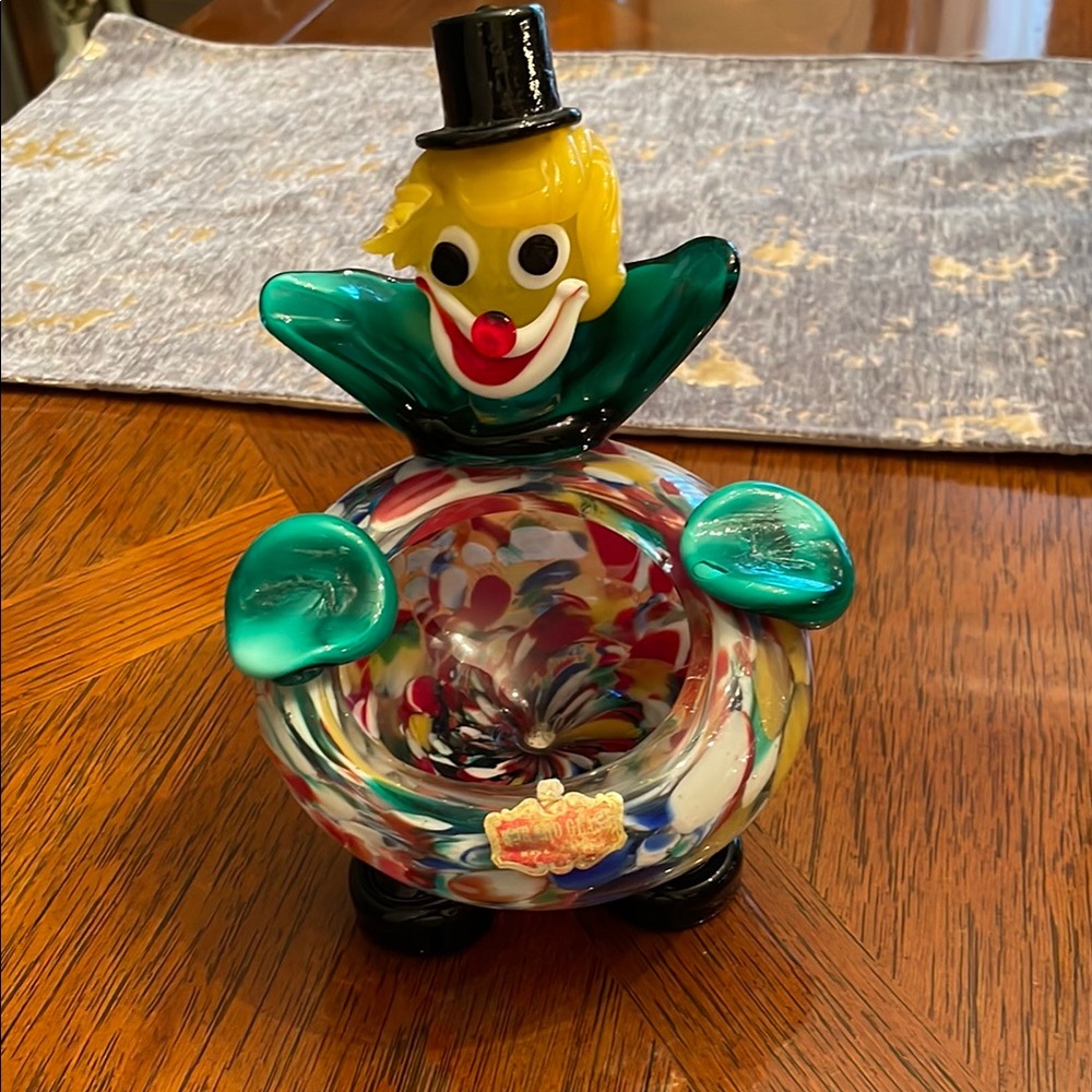 Vintage Murano Clown Glass Bowl
